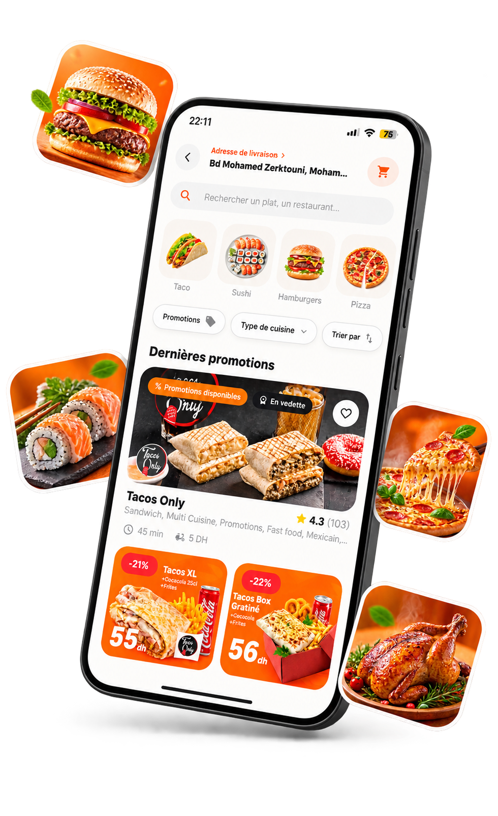 L'ecran Aliments de l'application DROK